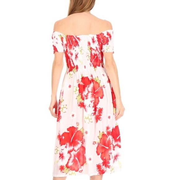 Sakkas Nur Smock Elastic Cocktail Midi Off Shoulder Floral Dress - Size OS, NWT - Picture 10 of 10